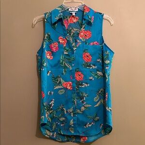 Express Turquoise Floral Sleeveless Blouse